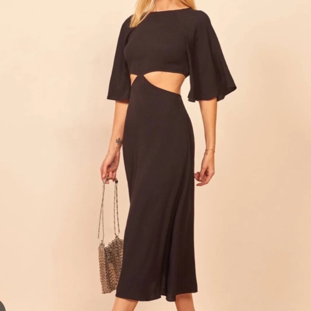 NWT Reformation Black Benny Cut out Dress